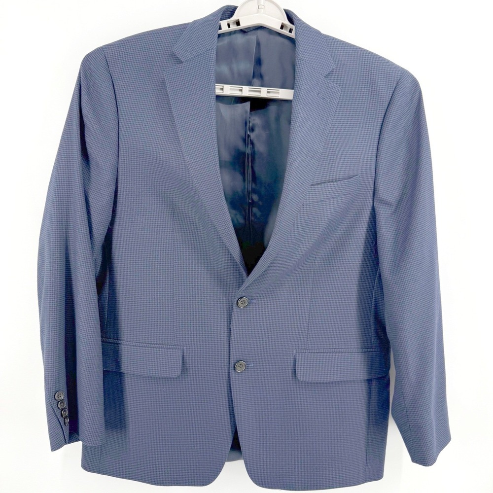 Ralph Lauren LAUREN Blazer Jacket Mens 40R Navy Houndstooth Preppy Designer